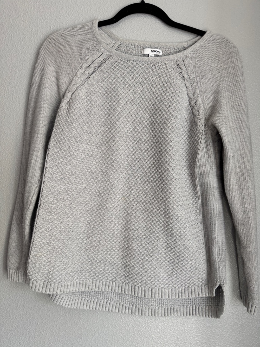 Sonoma Light Heather Gray Textured Crew Sweater